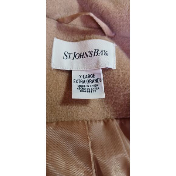 St. John's Bay Women's XL Wool Cashmere Blend Hooded Peacoat Tan Quiet Luxury - Picture 5 of 7